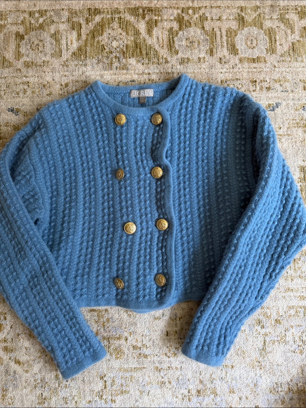 J. Crew Powder Blue Double-Breasted Cardigan wool Small